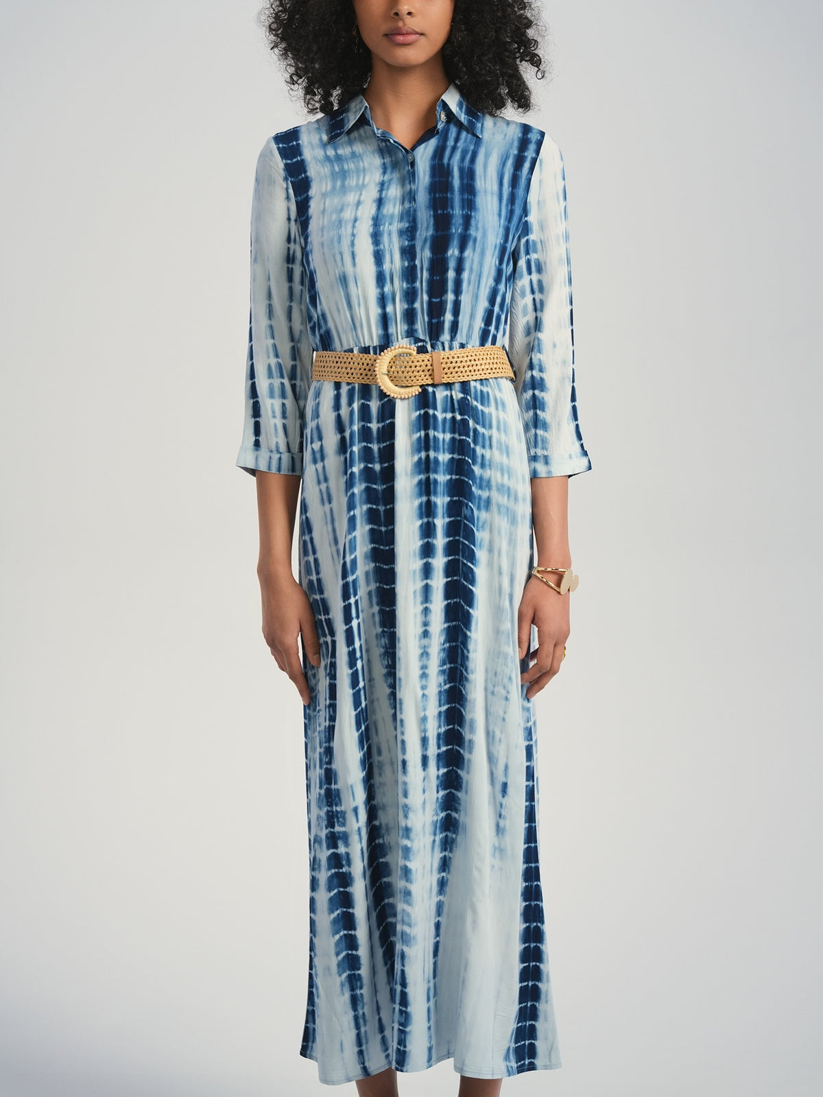 Aleeza Paris Jenni Tie Dye Dress – modest dress in Tri Color Blue