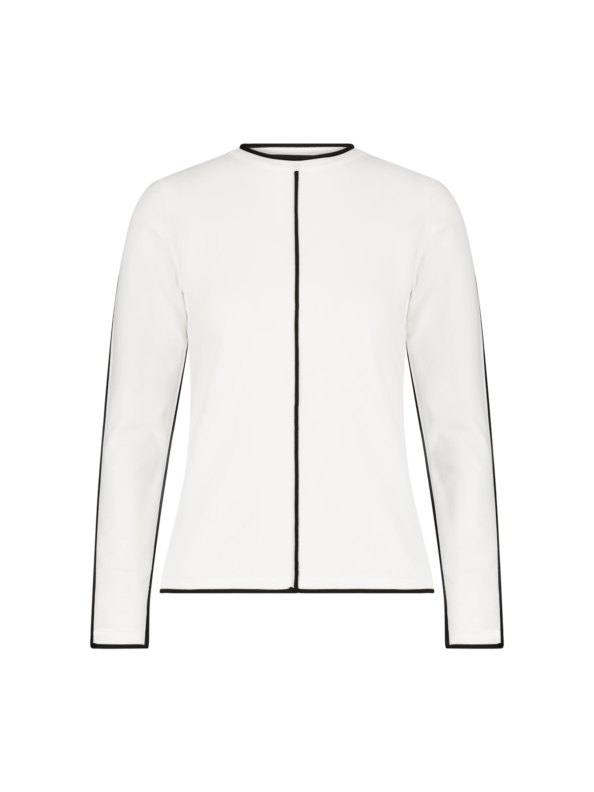 Aleeza Paris Mary Top – modest top in Ivory W/ Black Trim