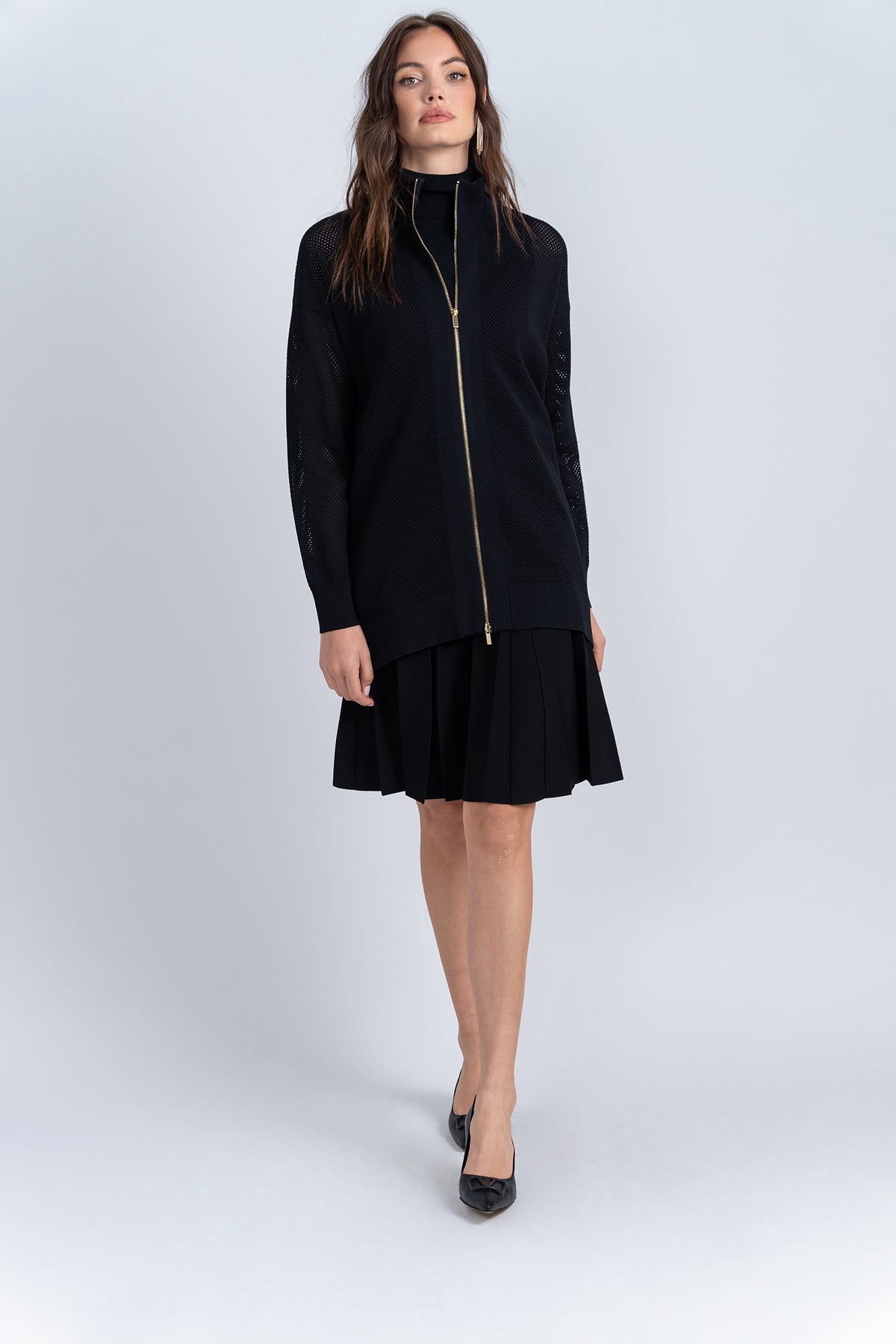 Aleeza Paris Mesh Knit Long Bomber – modest dress