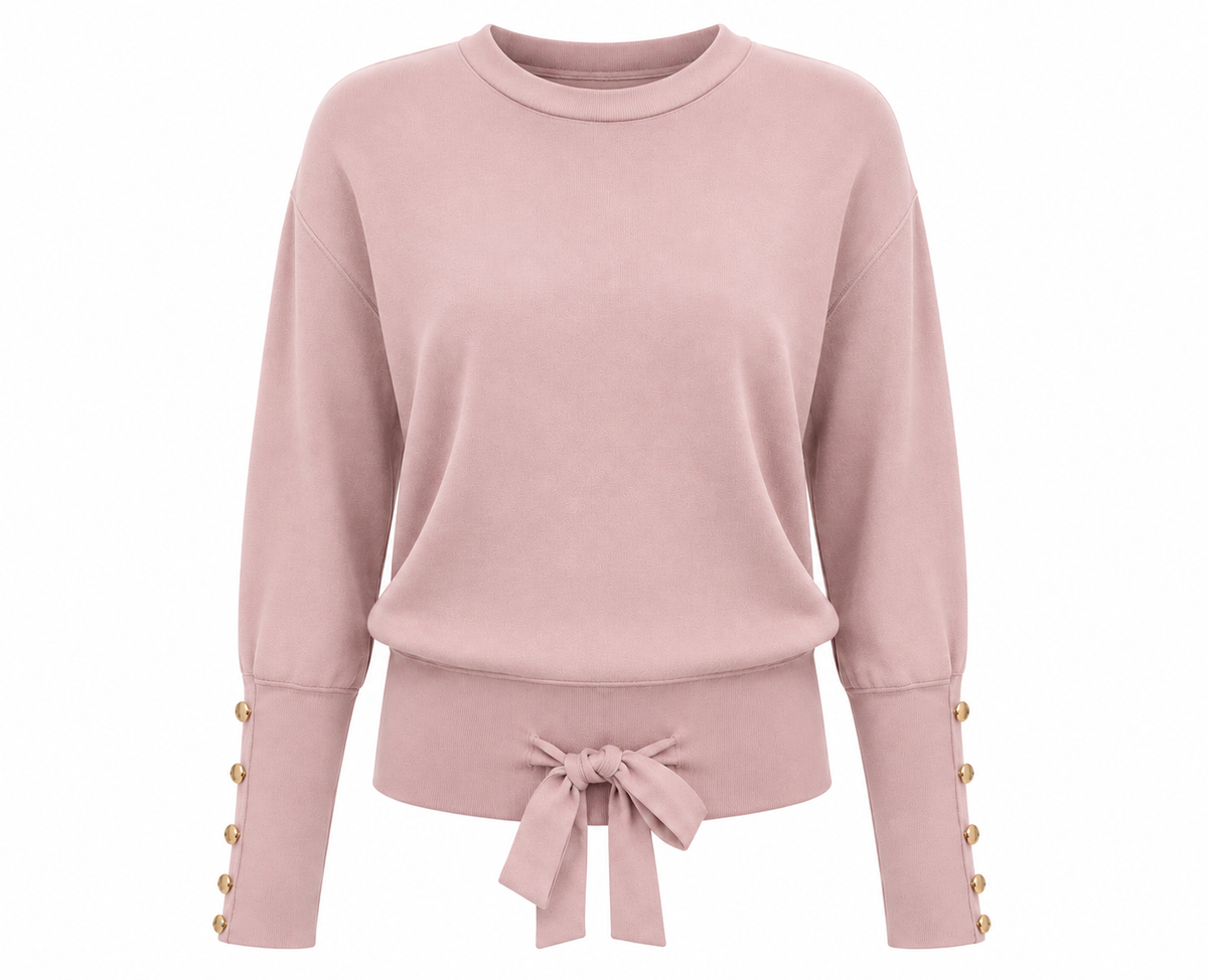 Aleeza Paris Mila Knit Tie Top – modest top in Dusty Pink