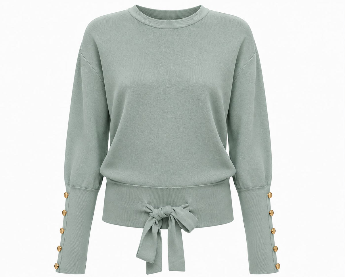 Aleeza Paris Mila Knit Tie Top – modest top in Tiffany