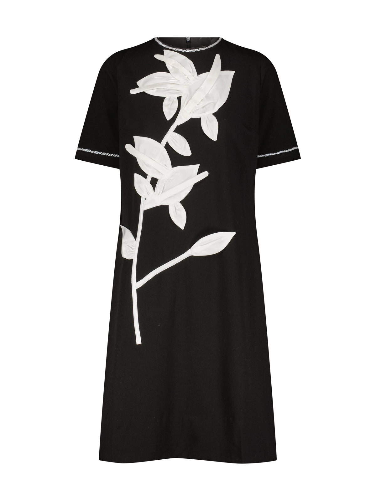 Aleeza Paris Ophelia Orchid Dress – modest dress in Black W Ivory Flowers