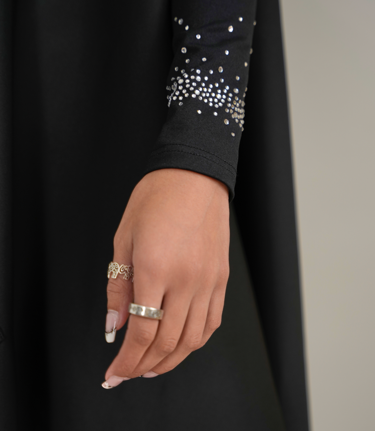Aleeza Paris Rhinestone Embellish Top – modest top in Black