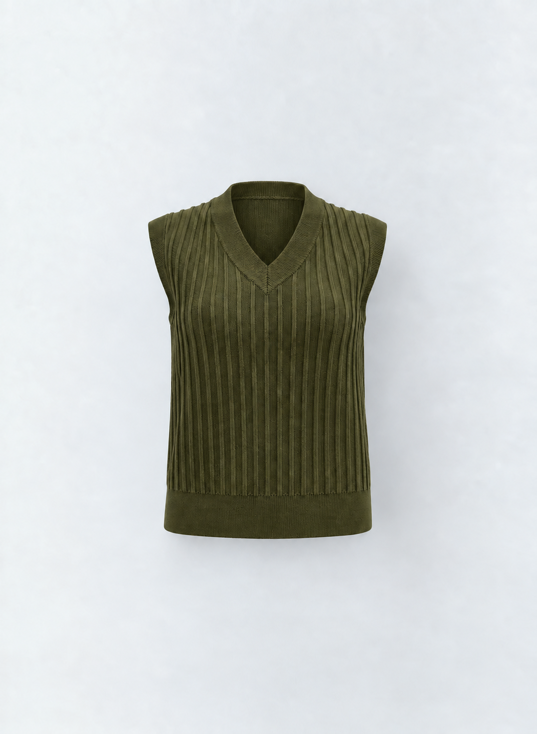 Aleeza Paris Sienna Ribbed Vest – modest top in Moss Green