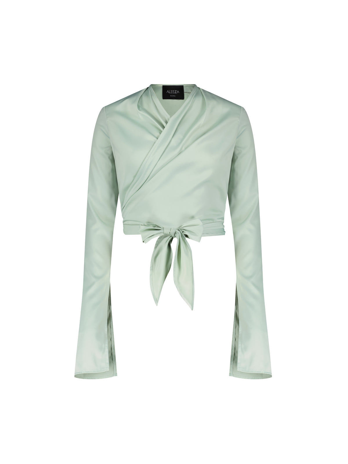 Aleeza Paris Grace Silk Wrap Shirt – modest top in Tiffany