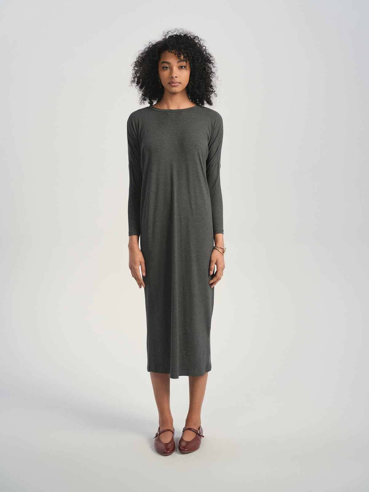 Aleeza Paris Solid Lounge Dress – modest dress in Sand
