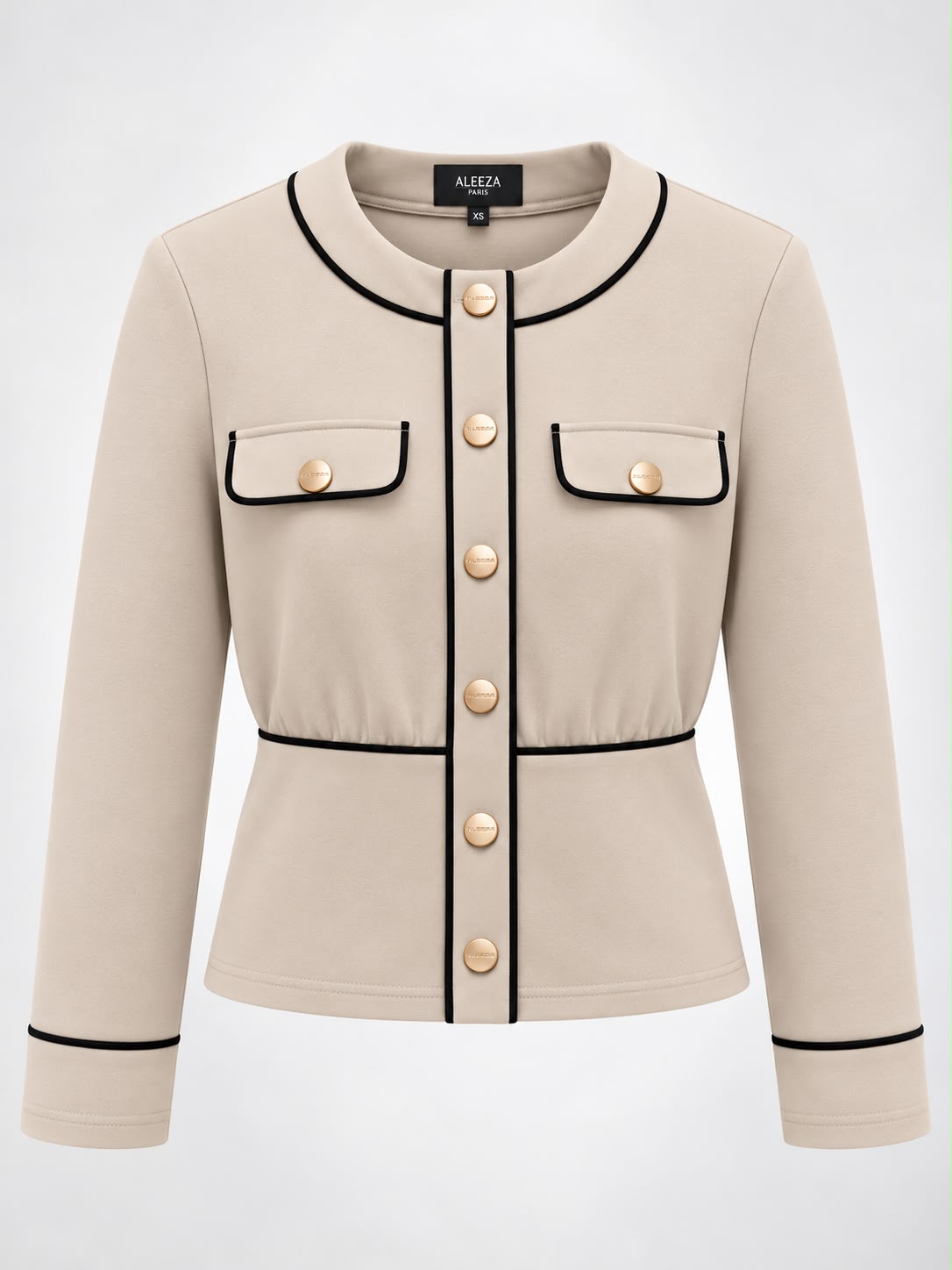 The Margaux Jacket - Sand And Black Piping