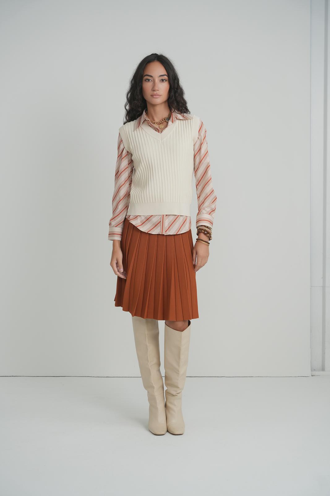 Striped Tammy Shirt – on model – ALEEZA PARIS