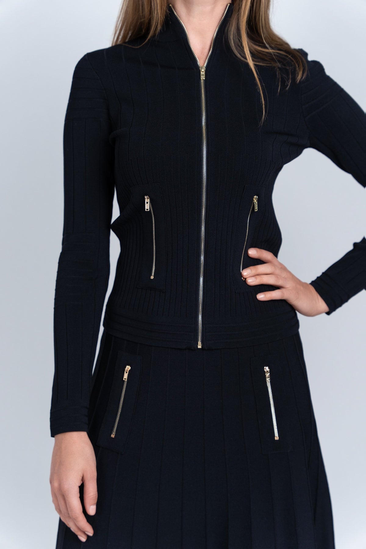 Aleeza Paris Timeless Tango, A-Line Skirt With Zipper – modest skirt in Black