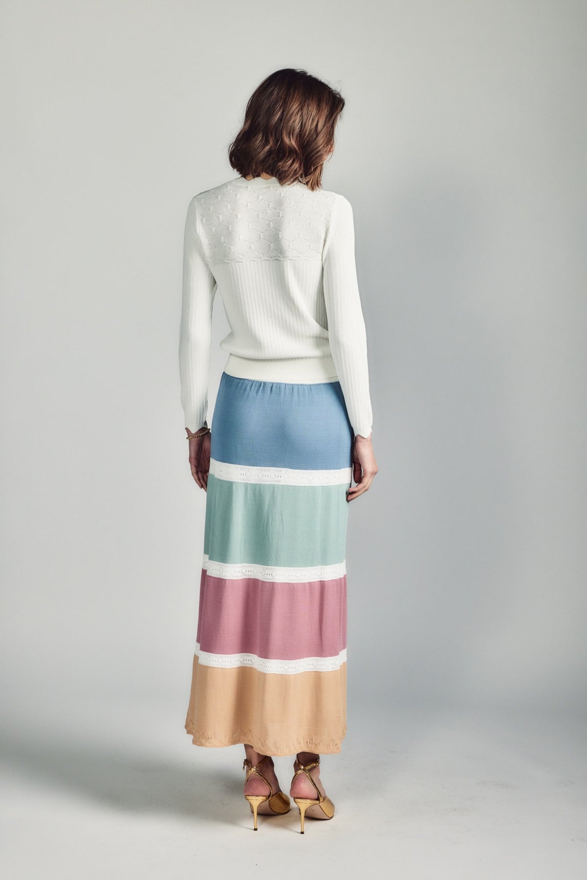Aleeza Paris Tri Color Knit Maxi Skirt – modest skirt in As Picture