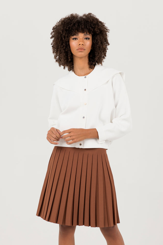 Charlotte Box Pleat Skirt In Cocoa