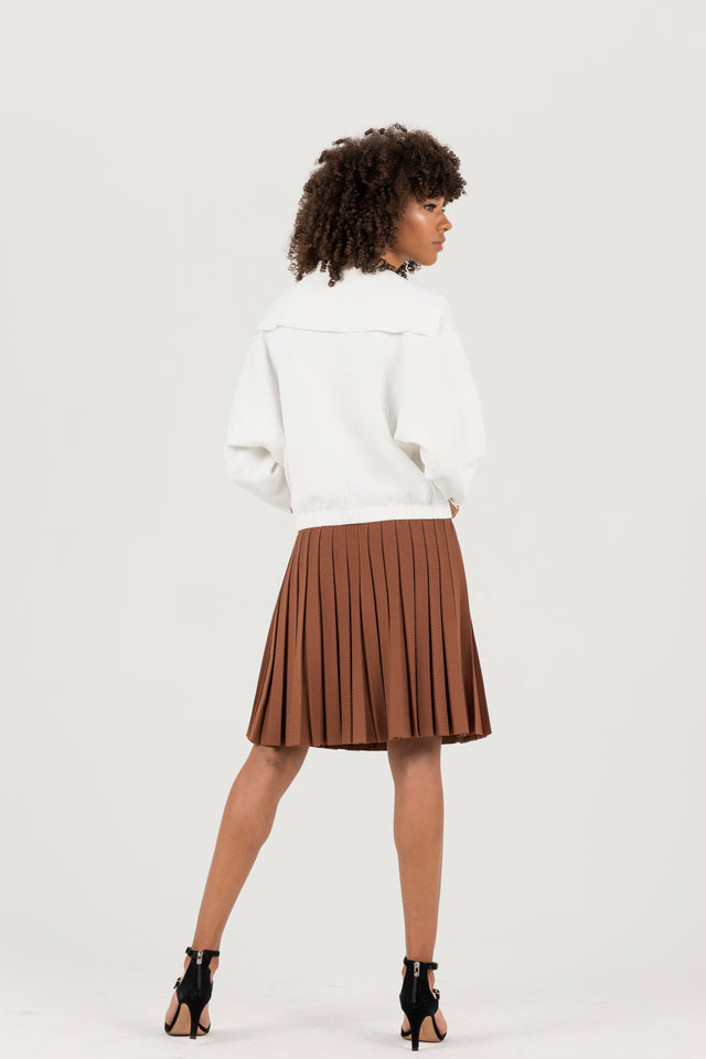 Charlotte Box Pleat Skirt In Cocoa