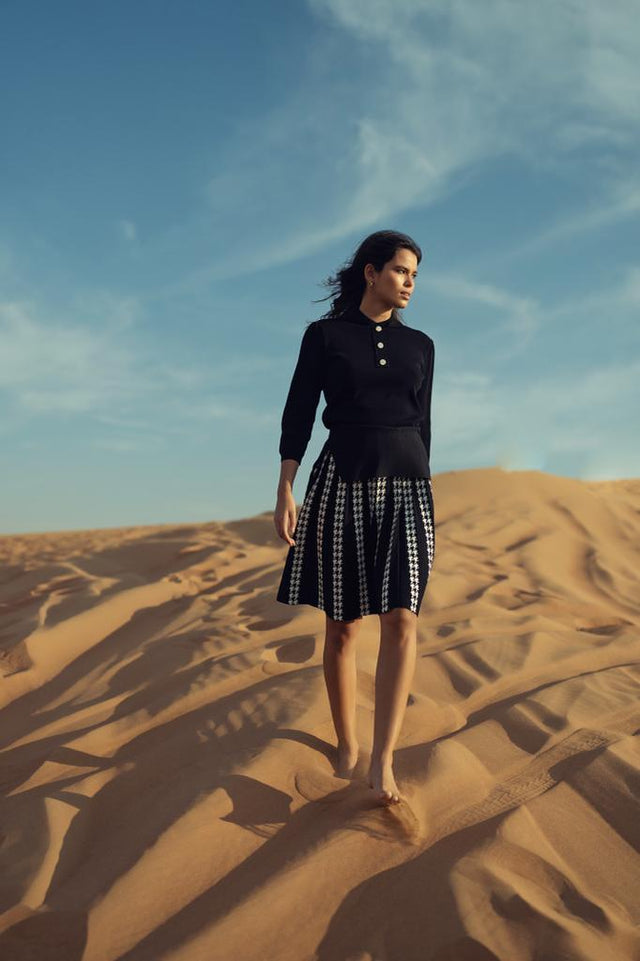 Knit Button Top With Collar