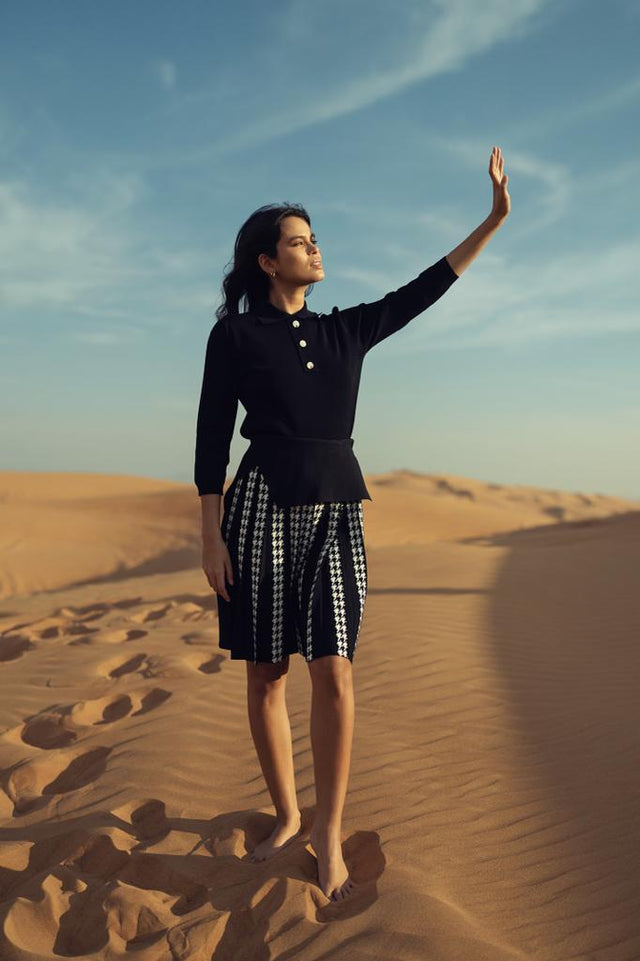 Knit Button Top With Collar