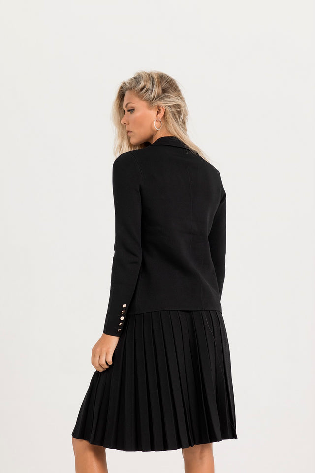 Danielle Knit Gold Button Blazer Black