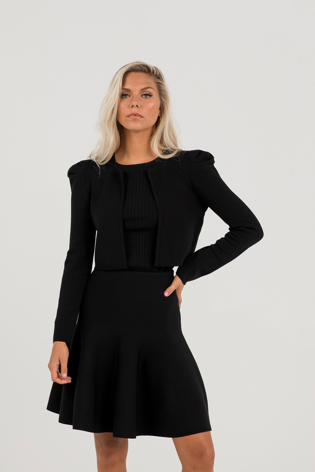 Aleeza Paris Black Knit Bolero – modest dress in Black