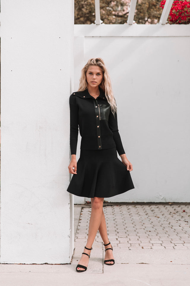 Leather Pocket Cardigan
