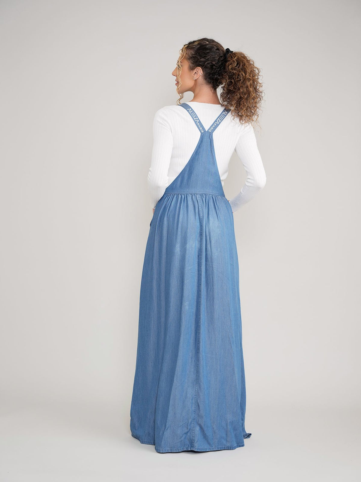 Aleeza Paris Denim Logo Jumper – modest dress in Denim