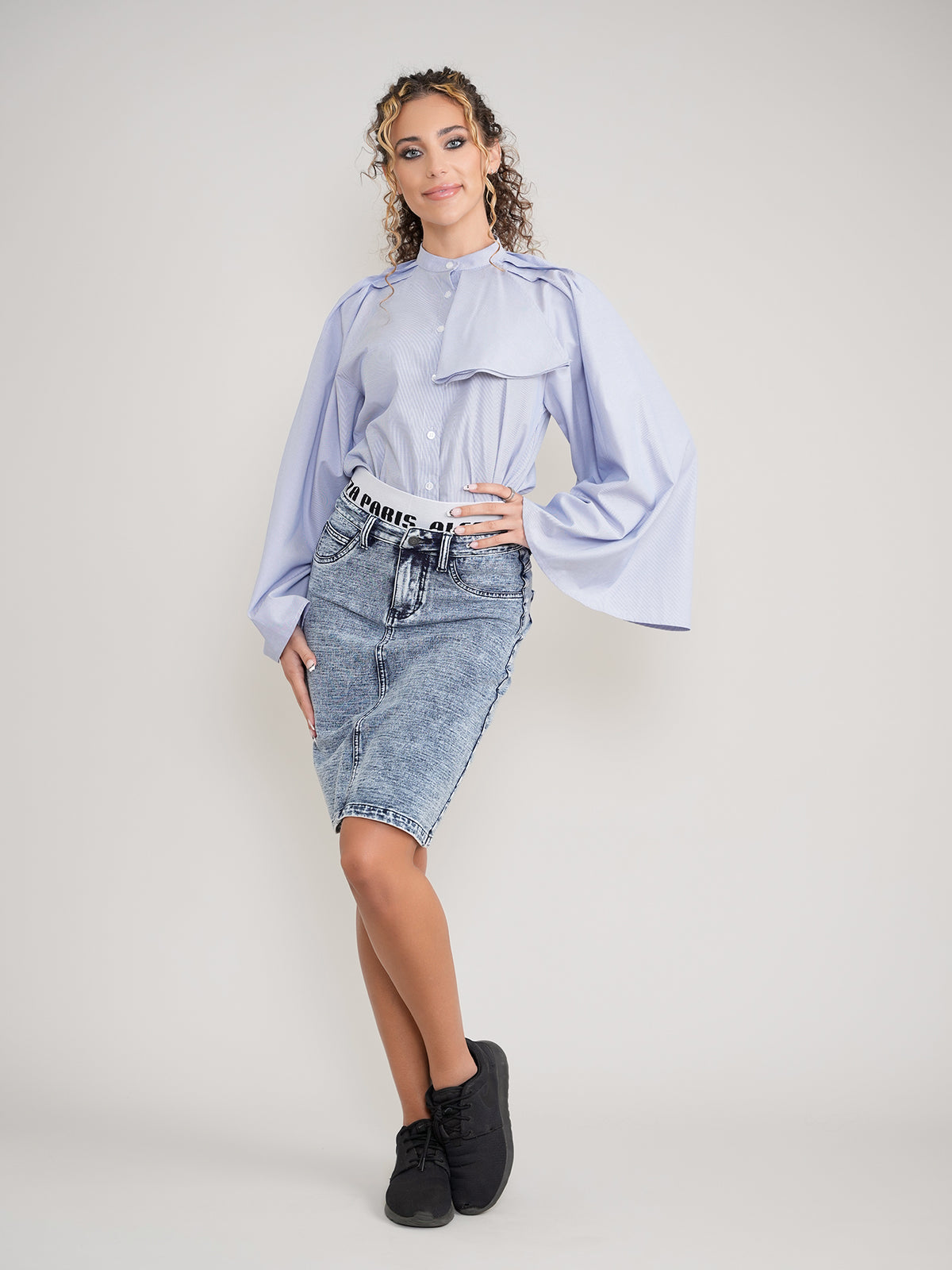 Aleeza Paris Top with Bell Sleeves – modest top in Blue