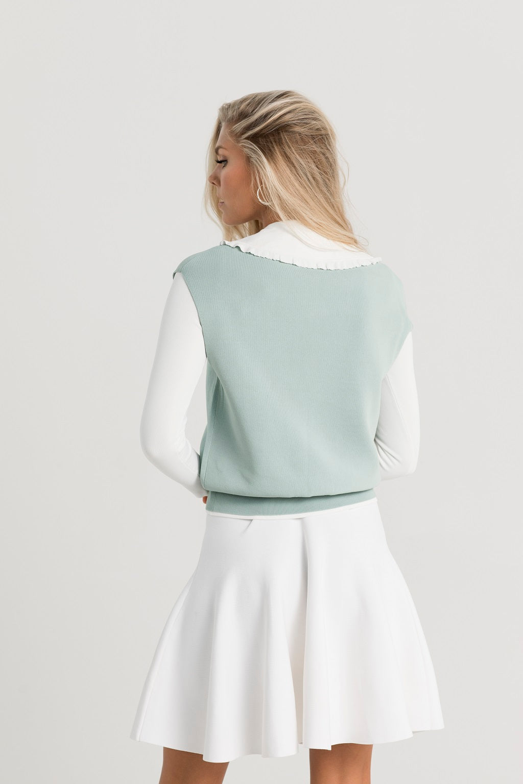 Aleeza Paris V Neck Knit Vest Tiffany – modest top in Tiffany