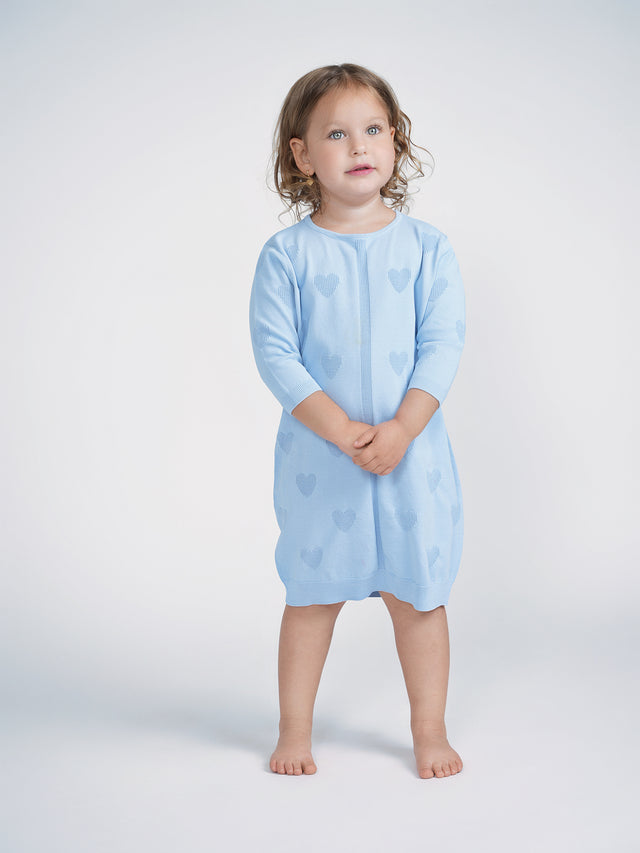 Kids Heart Knit Dress Blue