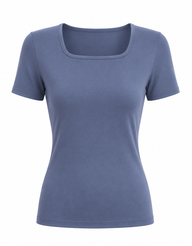 Square Neck Modal Top Short Sleeve