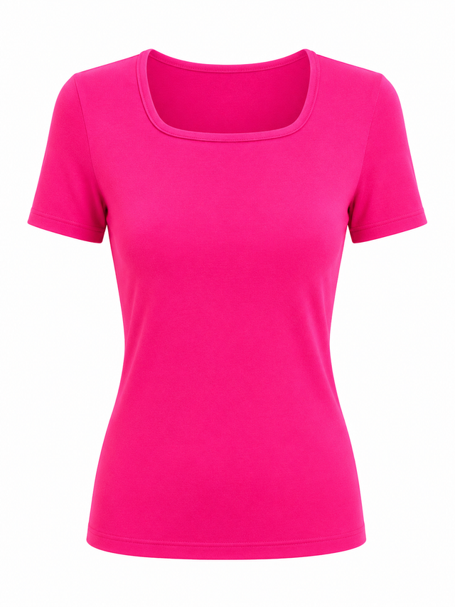 Square Neck Modal Top Short Sleeve