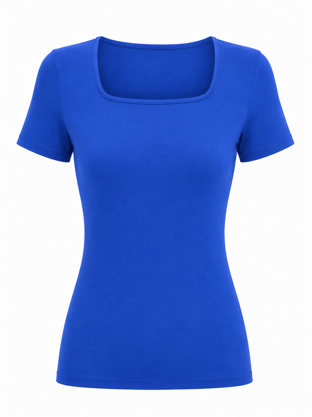 Square Neck Modal Top Short Sleeve