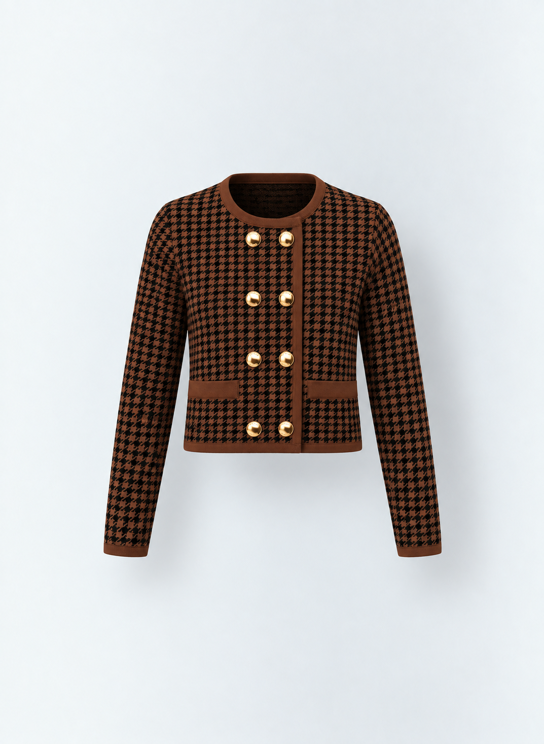 Houndstooth Cropped Knit Jacket