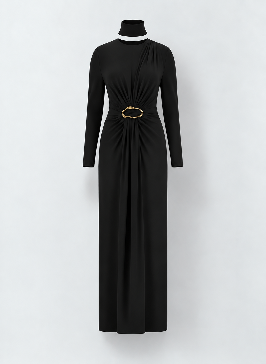 High-Neck Draped Dress