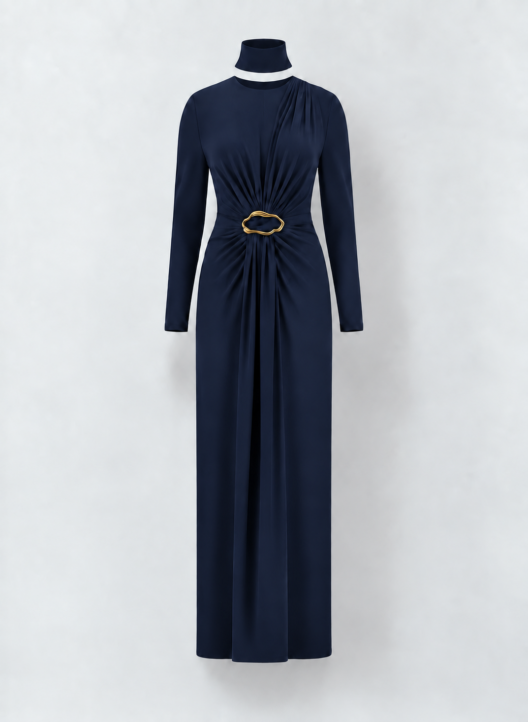 High-Neck Draped Dress