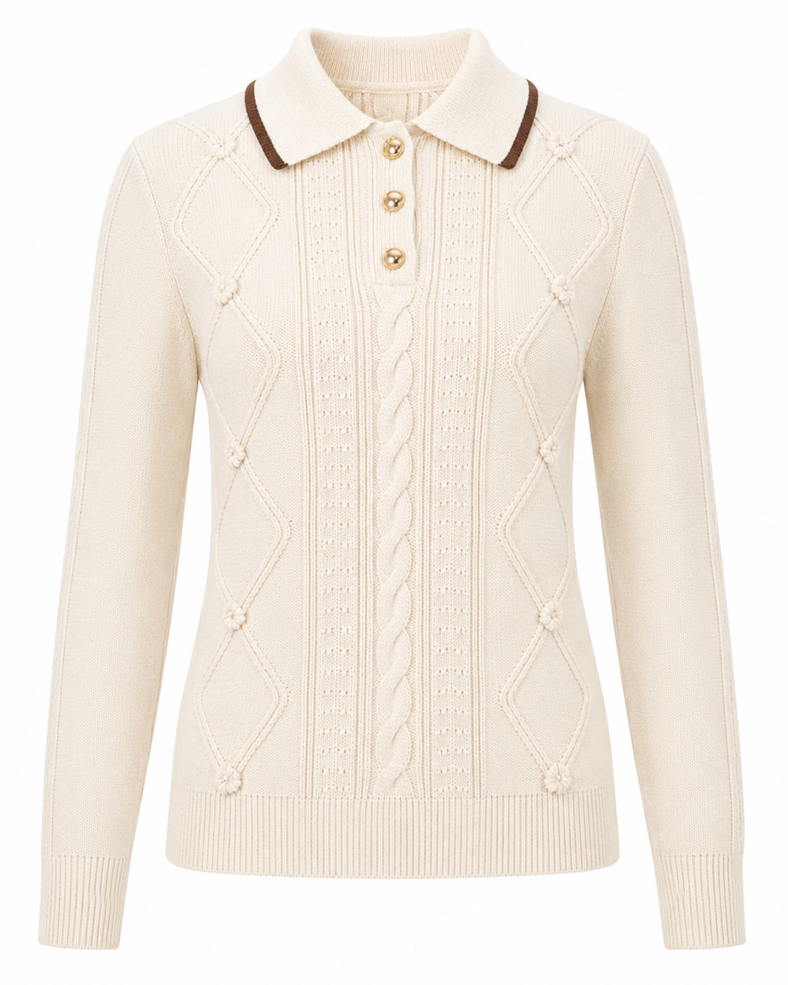 Diamond Cable Knit Polo