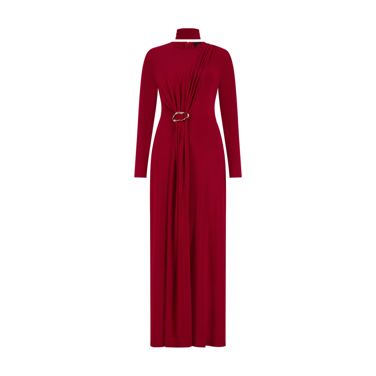 High-Neck Draped Dress