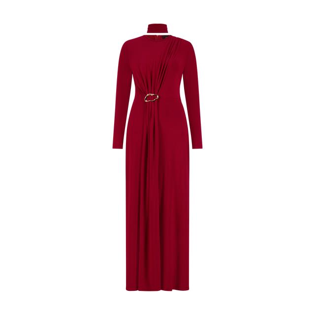 High-Neck Draped Dress