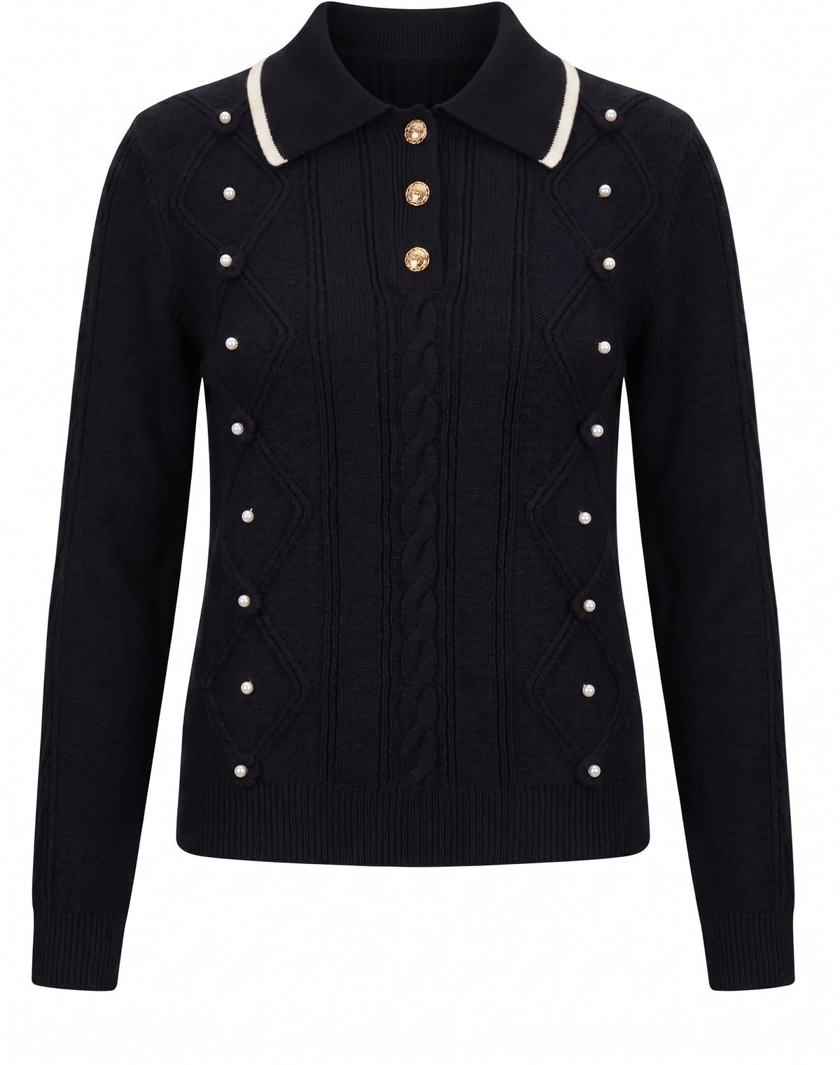 Diamond Cable Knit Polo