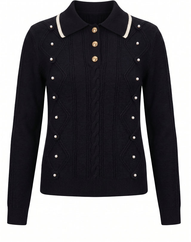 Diamond Cable Knit Polo