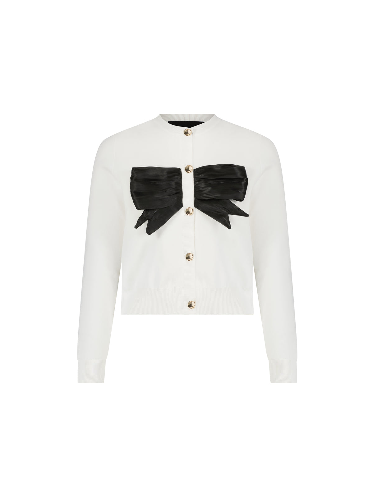 Aleeza Paris Carol Satin Bow Knit Cardigan – modest top in Ivory