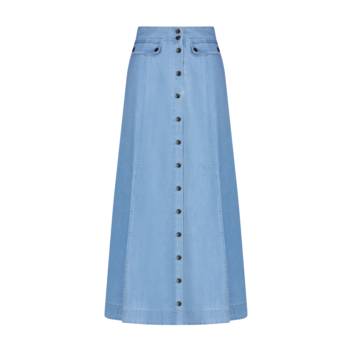Button-Front Denim Maxi
