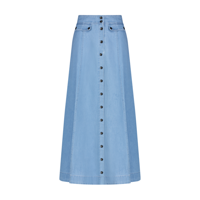 Button-Front Denim Maxi