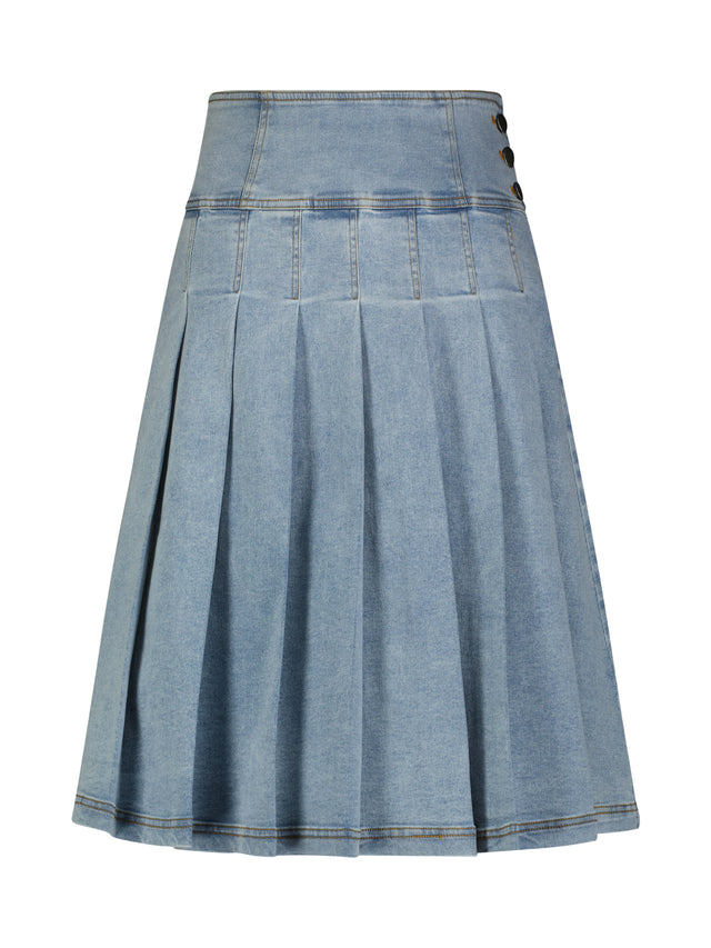Denim Pleated Skirt