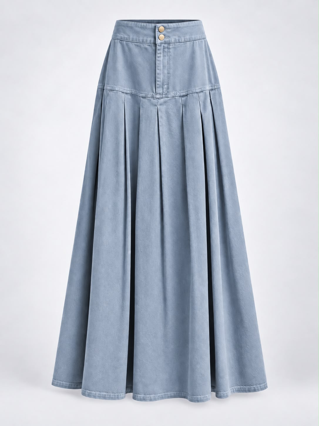 Denim Pleated Skirt