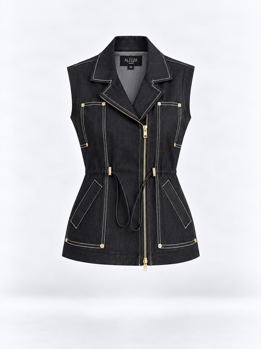 Sleeveless Denim Utility Vest