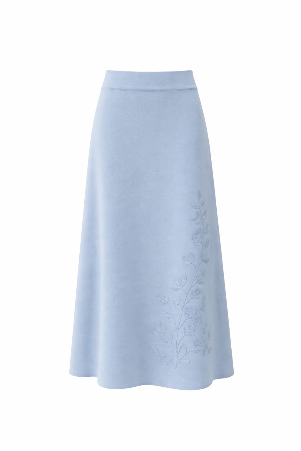 Floral Embroidered Knit Maxi Skirt