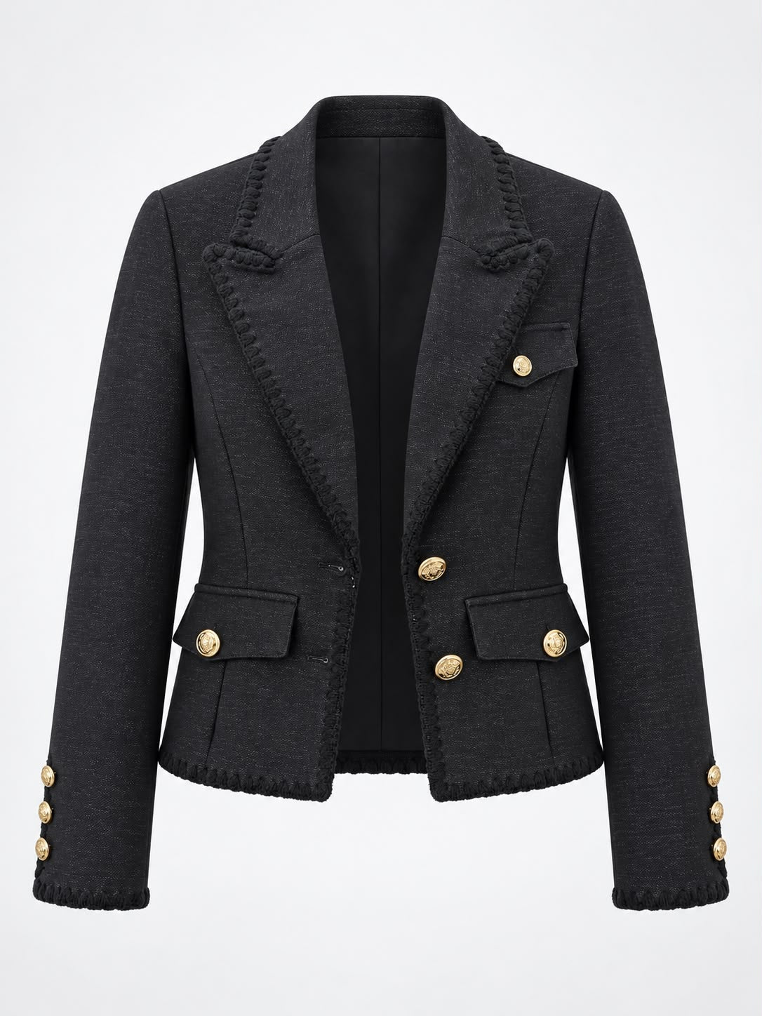 Braided-Trim Structured navy Blazer by aleeza paris