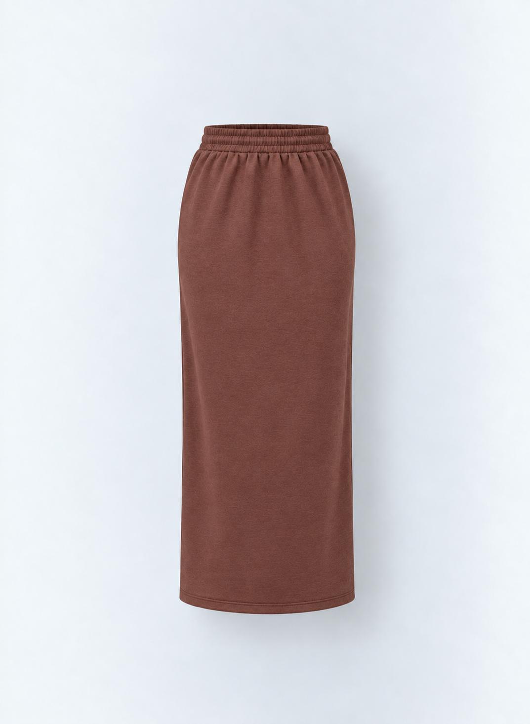 Aleeza Paris Textured Henley Midi Skirt – modest skirt in Brown