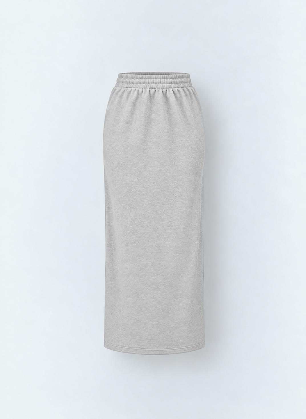 Aleeza Paris Textured Henley Midi Skirt – modest skirt in Grey