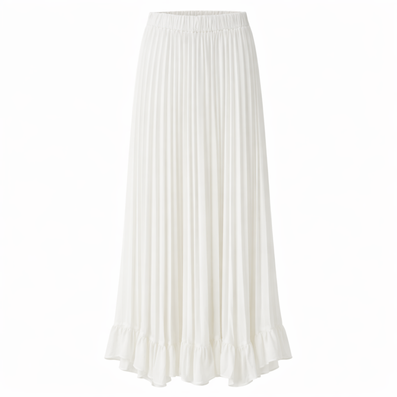 Aleeza Paris Amara Silk Pleated Maxi skirt – modest skirt in Ivory