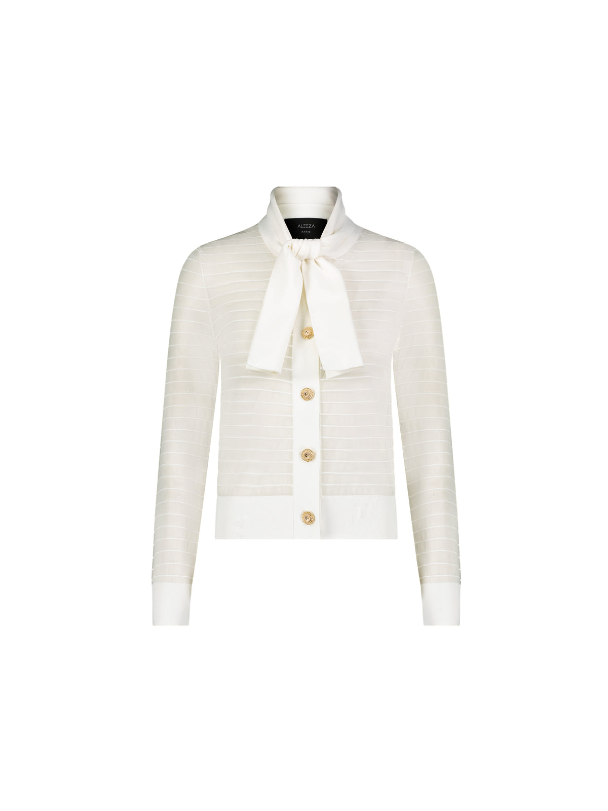 Aleeza Paris Ashley Bow Shear Knit Top – modest top in Ivory