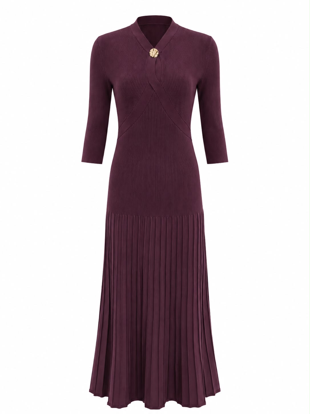 Aleeza Paris Atelier Pleated Dress – modest dress in Plum