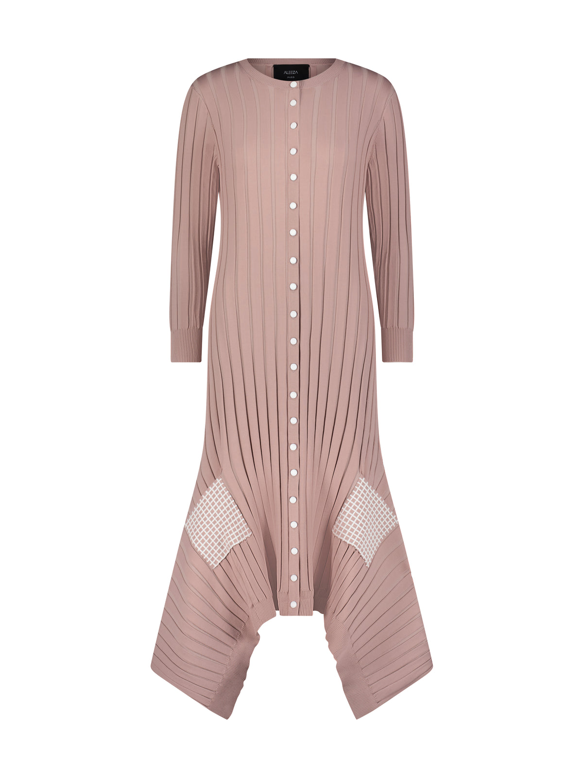 Aleeza Paris Aubrey Knit Dress – modest dress in Dusty Pink